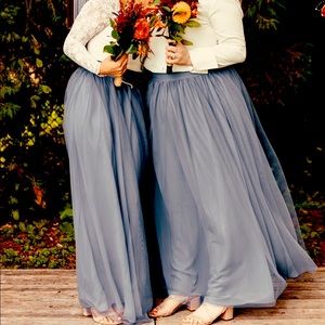 Four Dusty Blue Bridesmaids Skirts